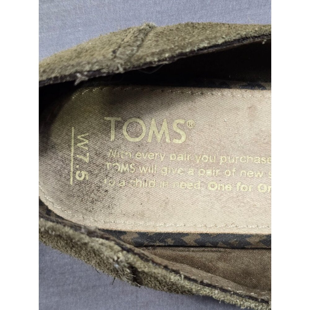 Toms Olive Green Textured Slip-On Flats W 7.5 - Picture 2 of 7